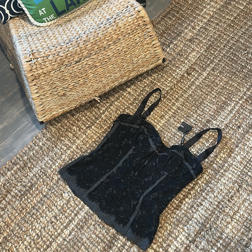 Dead stock DOLCE & GABBANA Wool Flannel And Lace Bustier Corset Top Size 46